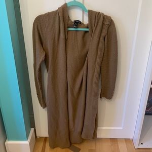 Brown Cardigan with Hood and Belt